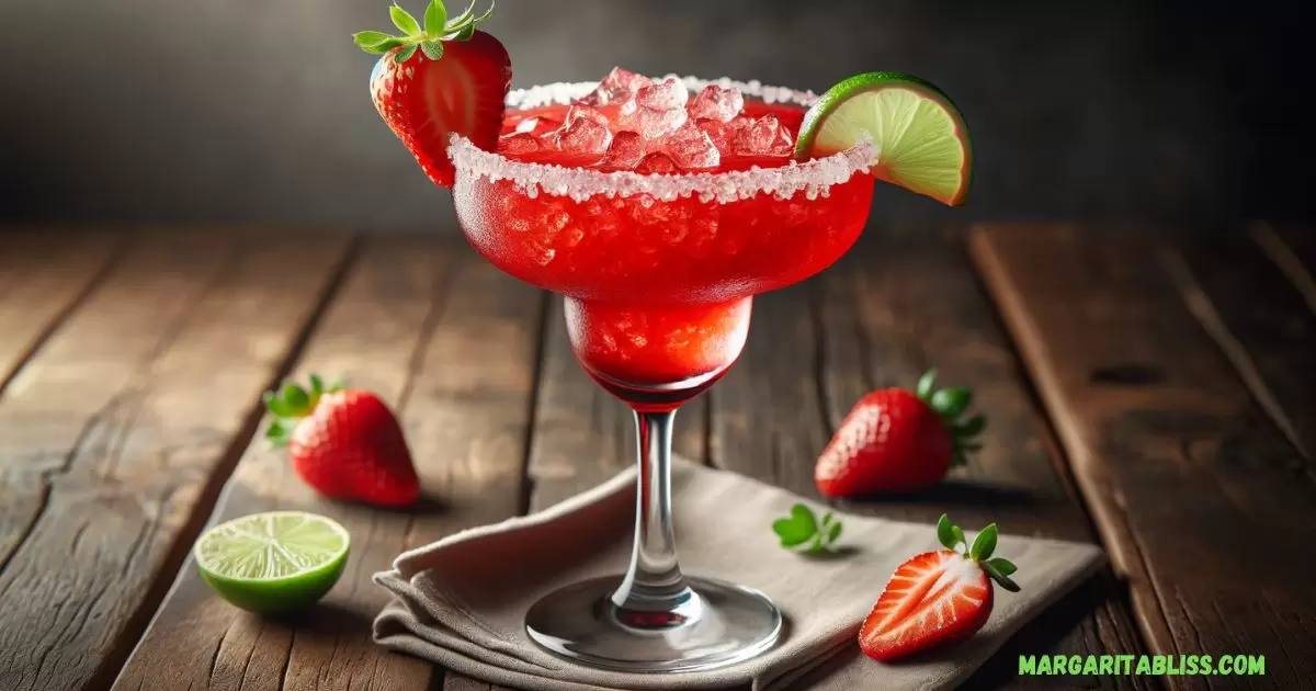 Virgin Strawberry Margarita On The Rocks